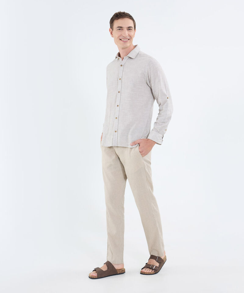 Camisa manga larga unicolor para hombre