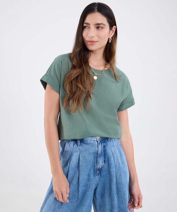 Blusa Manga Corta Unicolor image number null