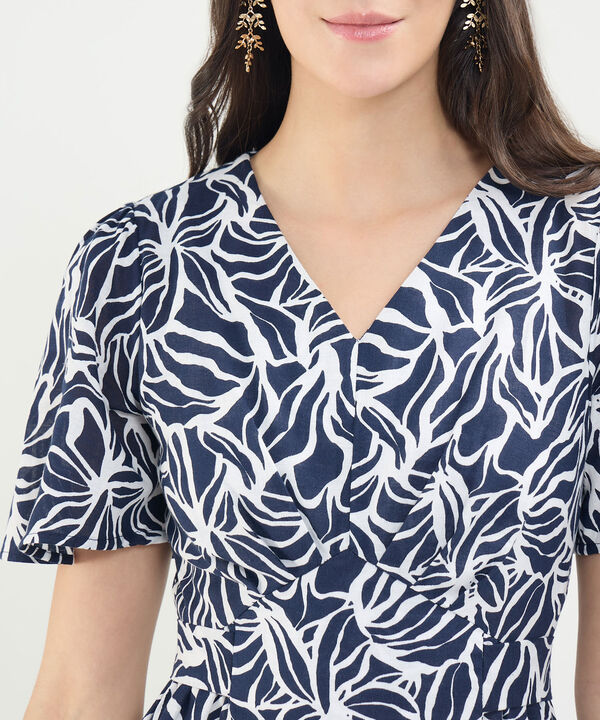 Vestido Estampado con Escote en V