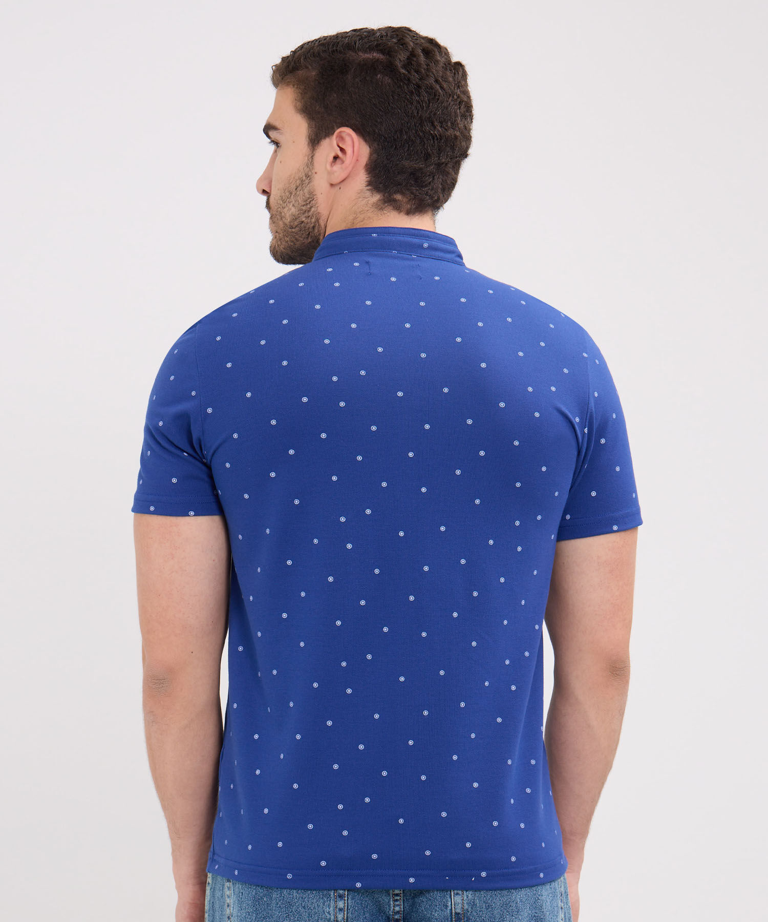 Polo Estampada, Cuello Mao Sin Bolsillo