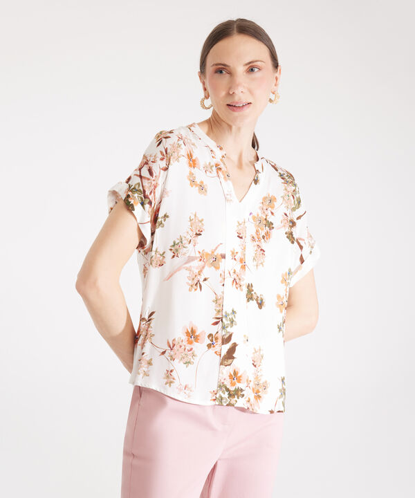 Blusa Manga Corta Con Guardapolvo Estampada