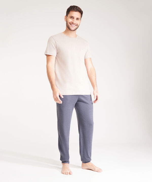 Pijama Set Camiseta Manga Corta Unicolor Con Bolsillo Y Pantalón Jogger  Unicolor image number null