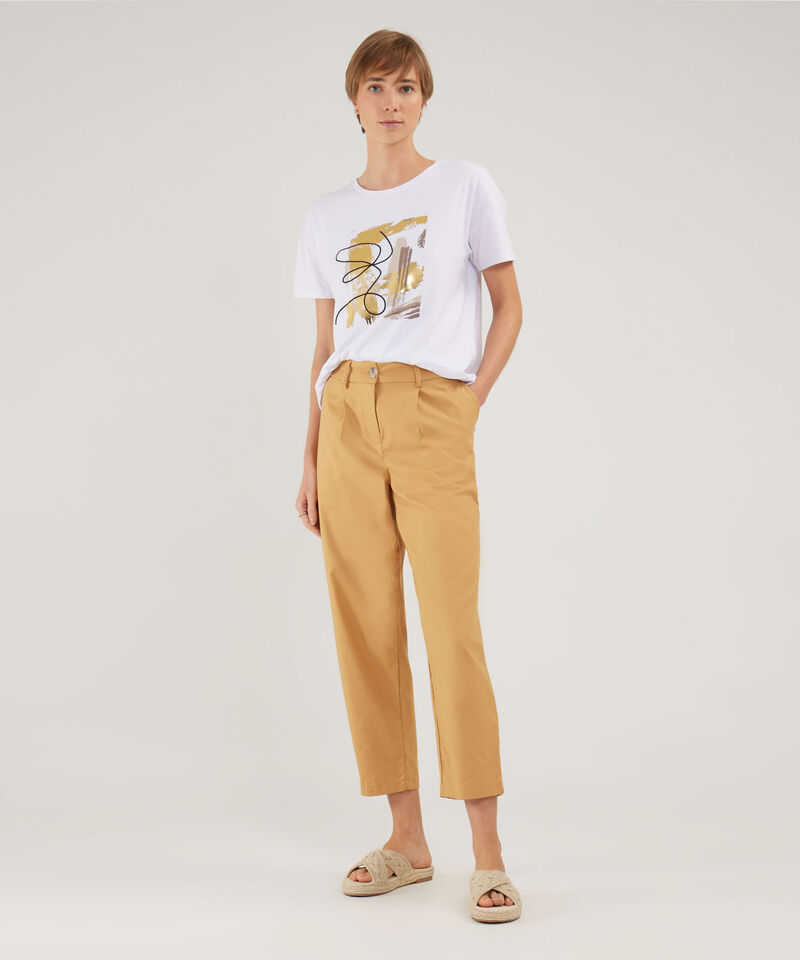 Pantalón Tipo Baggy Unicolor, Tiro Alto Con Prenses En Delantero, Serena