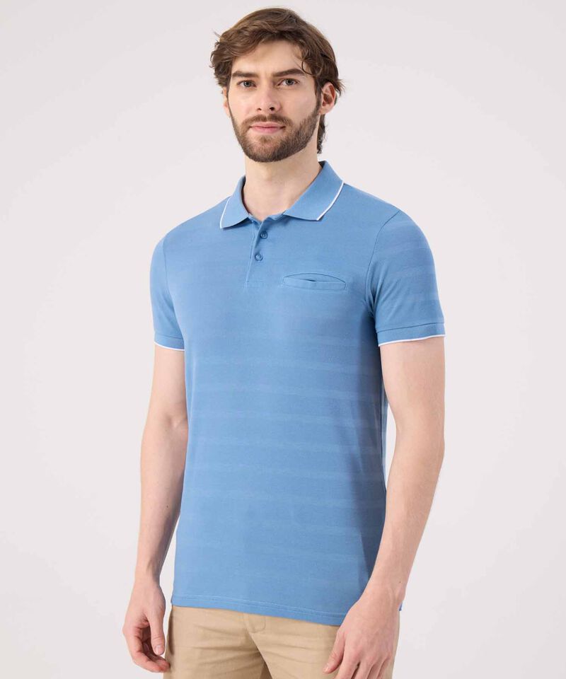 Polo Unicolor Cuello Tejido Con Bolsillo