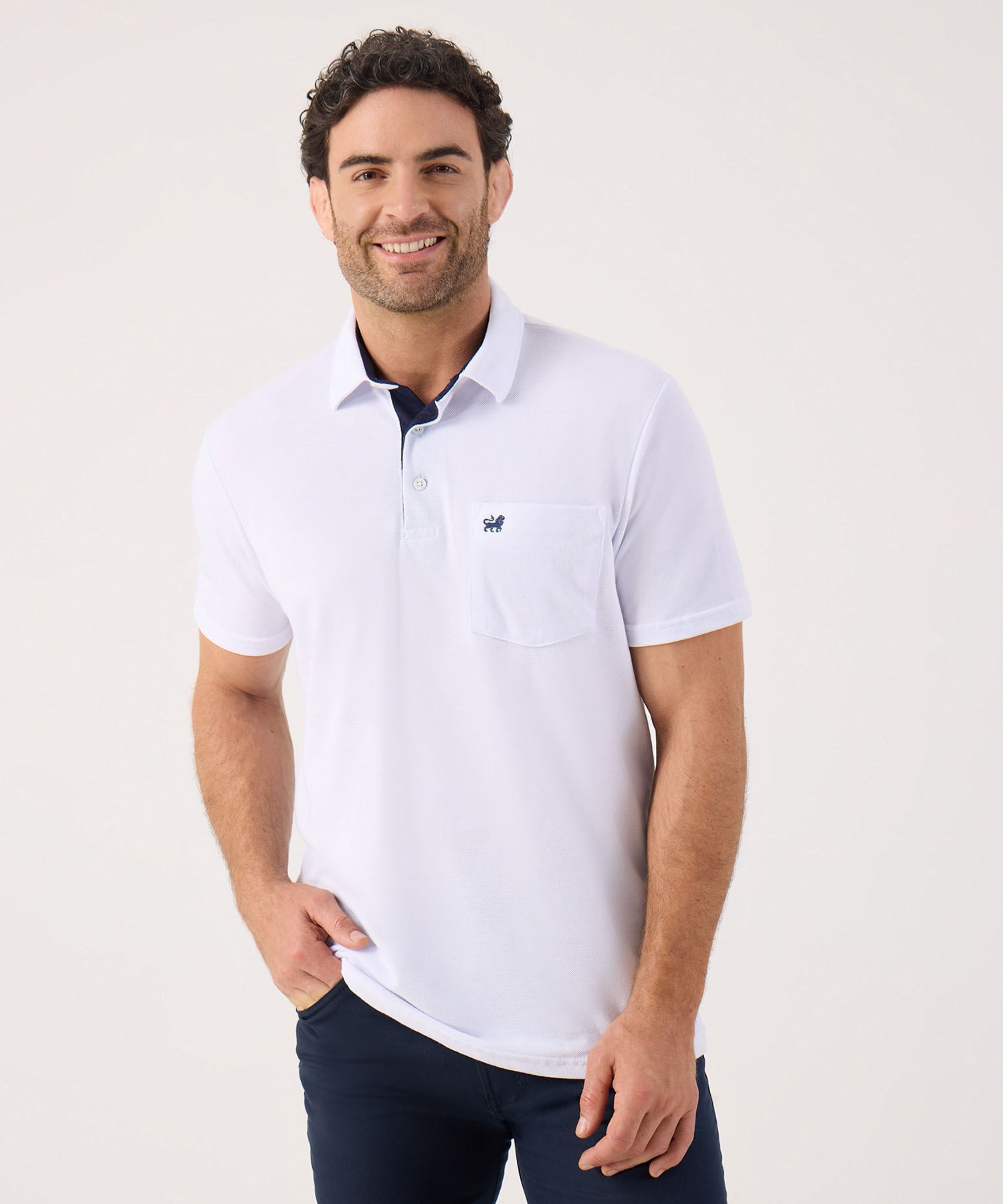 Polo Unicolor, Cuello Duro Con Bolsillo Y Silueta Regular Fit Naranja