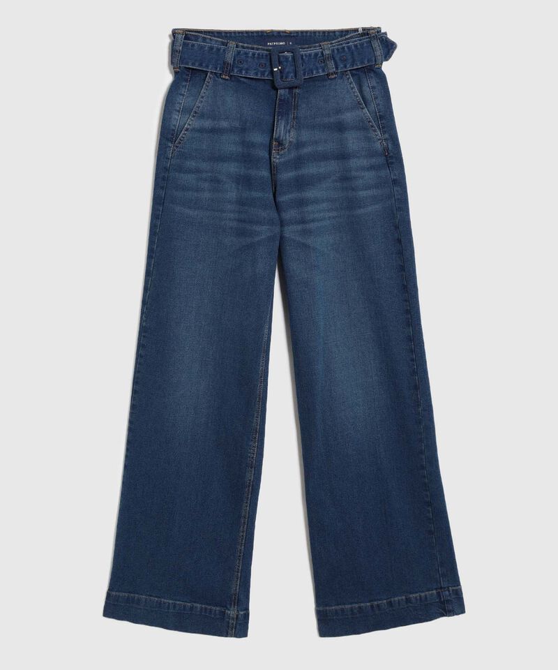 Jeans De Bota Ancha Con Cintur&oacute;n Forrado Mujer