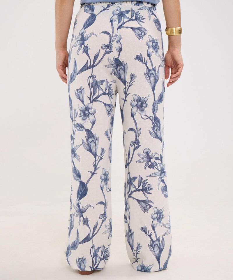 Pantalón Estampado en Efecto Lino