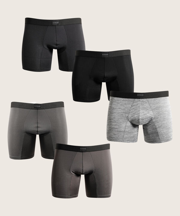 Boxer Pack X5 Medio Microfibra Unicolor Con Textura