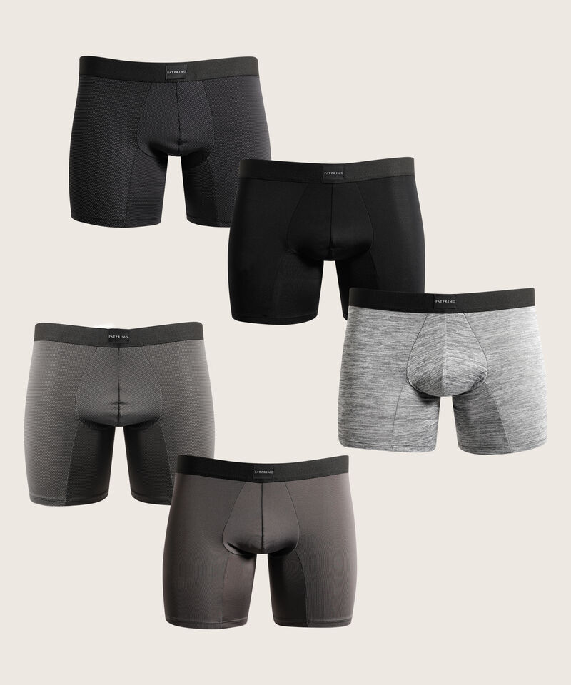Boxer Pack X5 Medio Microfibra Unicolor Con Textura