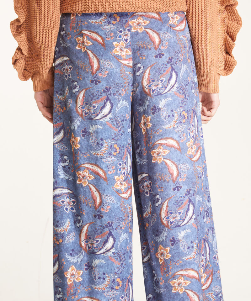 Pantalón Estampado Fluido Bota Ancha
