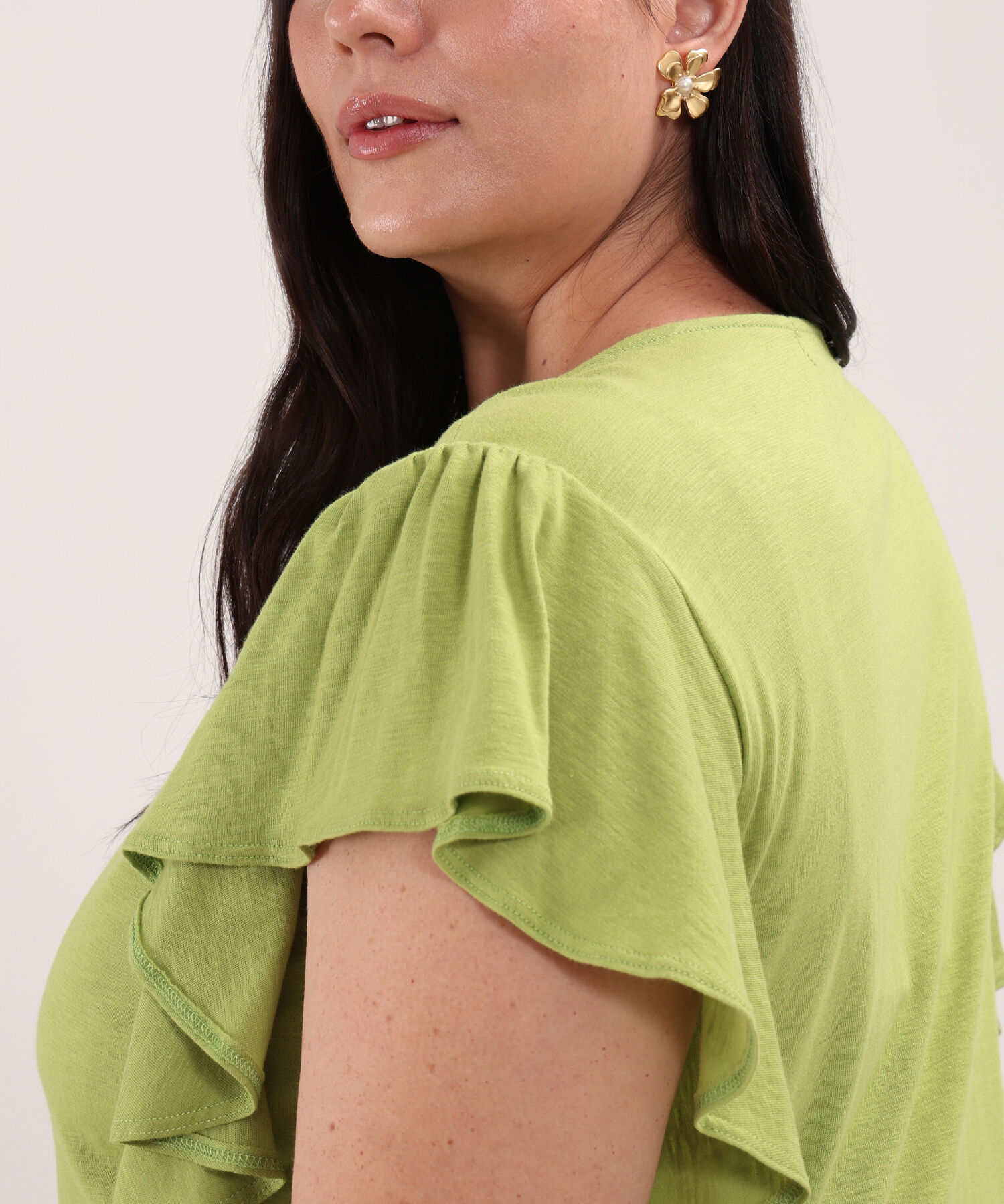 Camiseta Unicolor Con Multiagujas