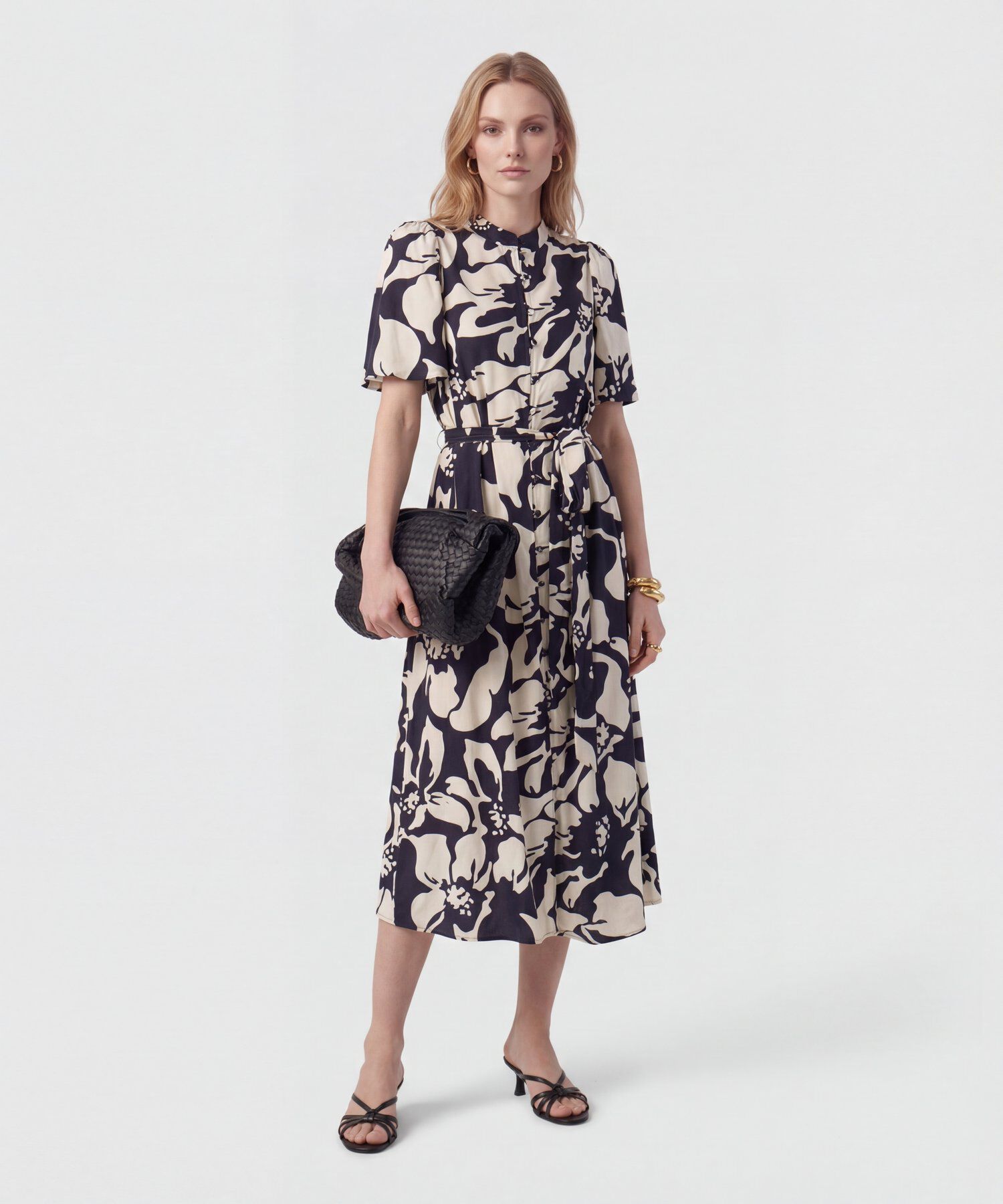 Vestido Midi Camisero Con Cintur&oacute;n Mujer