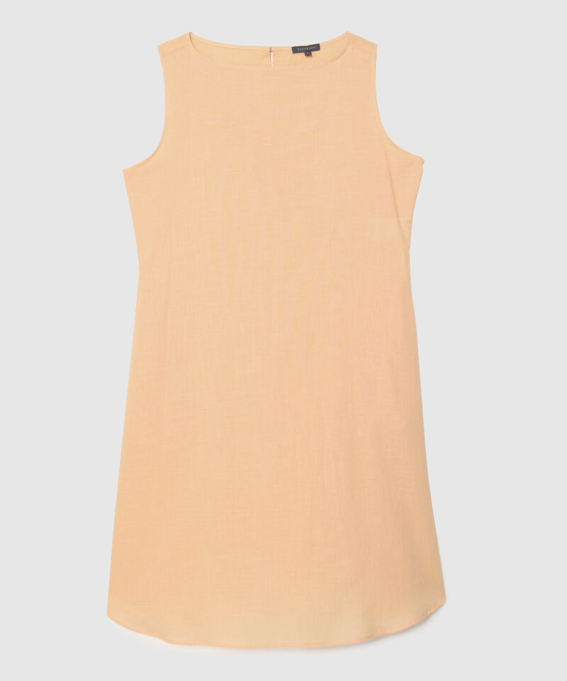 Vestido Unicolor Manga Sisa Con Bolsillos Laterales