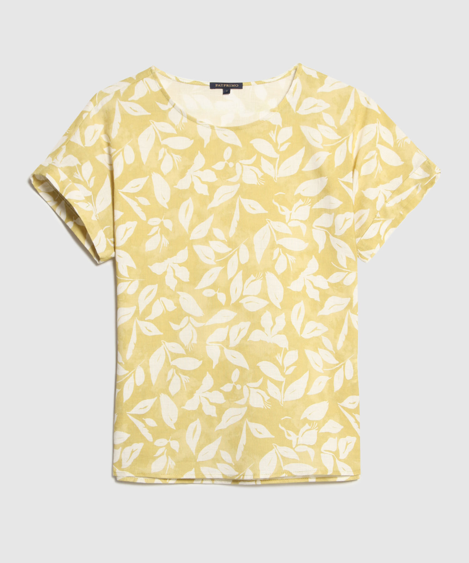 Blusa Manga Corta Con Guardapolvo  En Lino Estampada