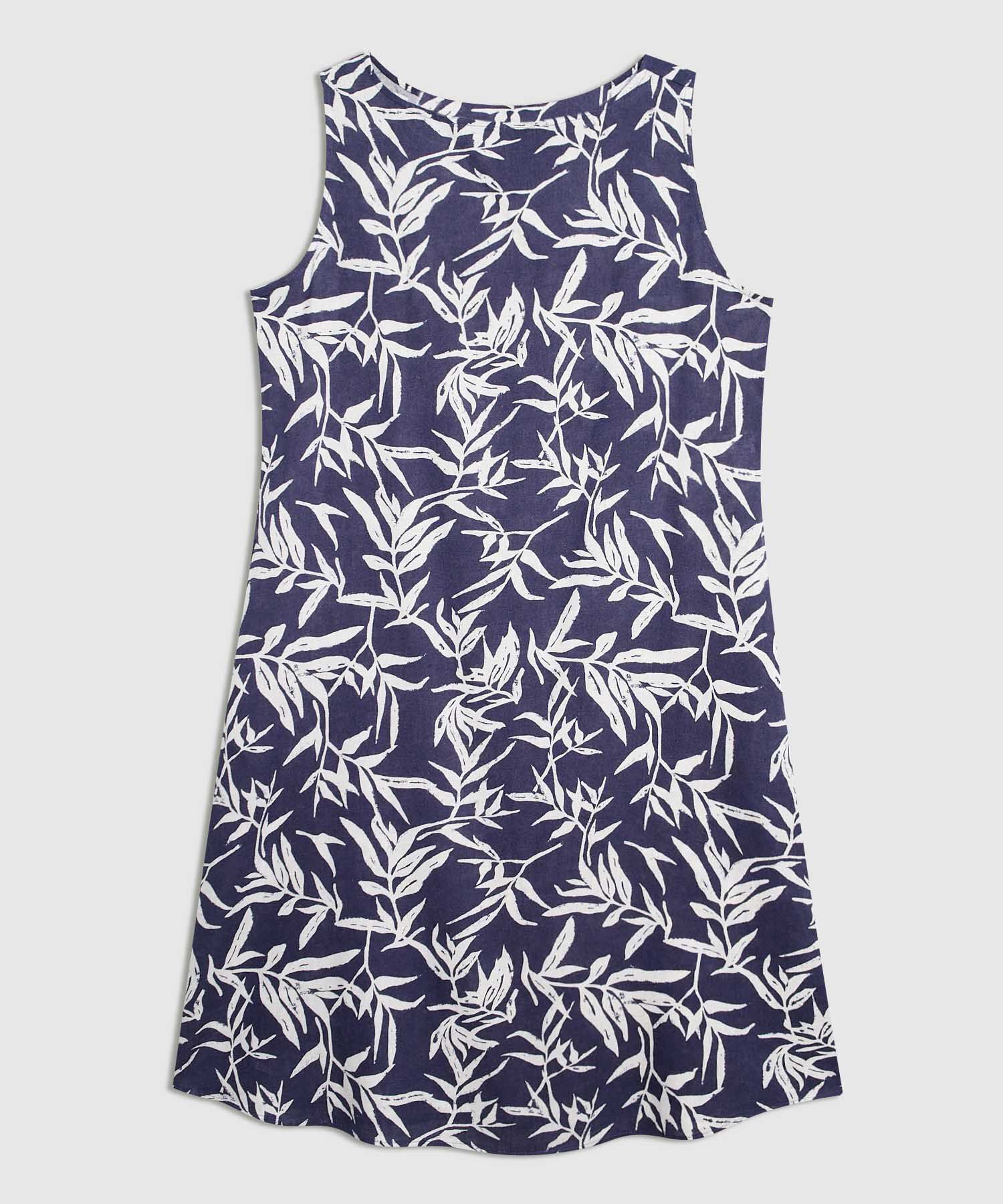 Vestido Estampado en Efecto Lino