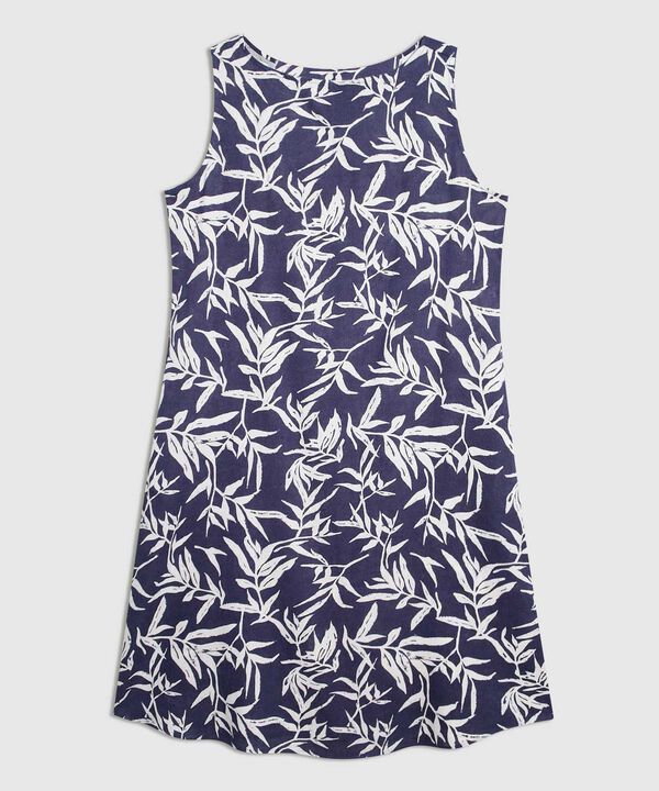 Vestido Estampado en Efecto Lino