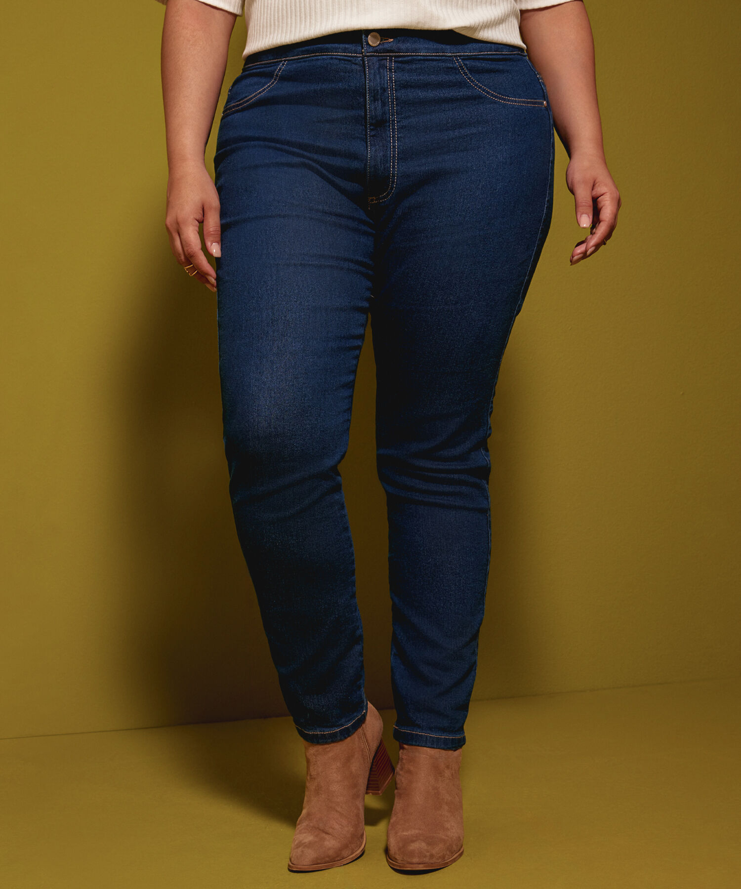 Jeggings Tiro Alto Tono Oscuro