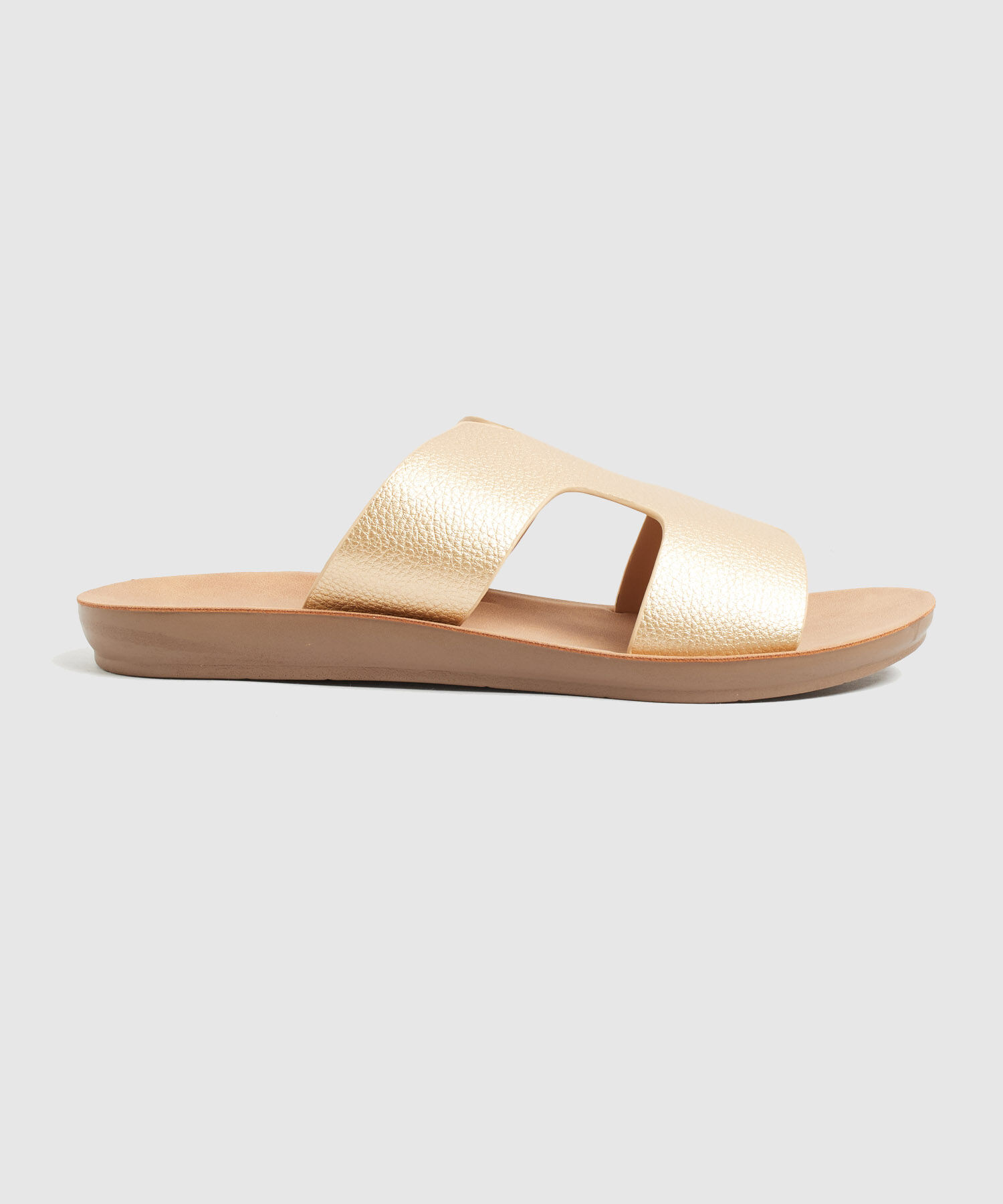 Sandalias Planas Metalizadas Mujer