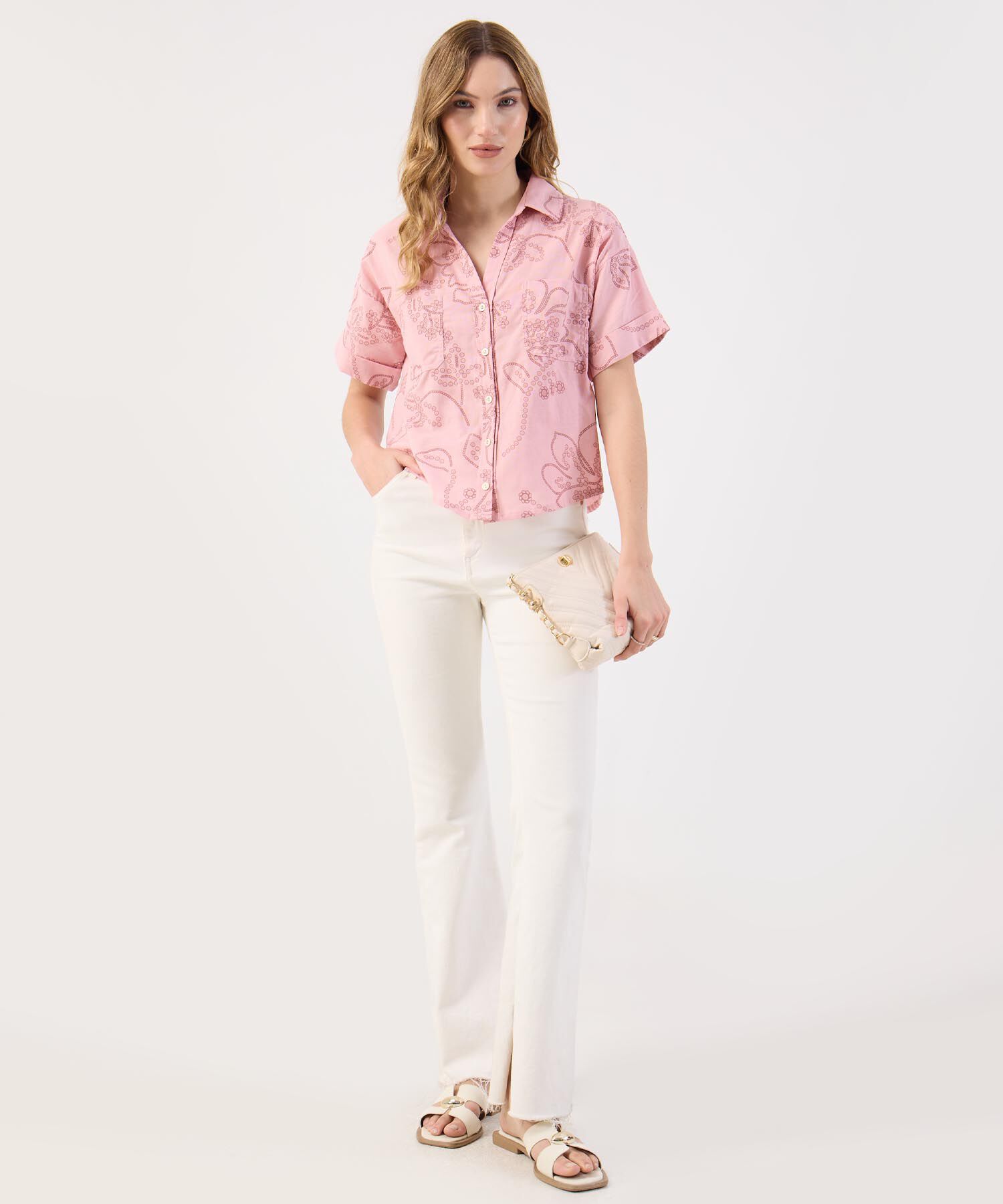 Blusa Rosa con Estampado Delicado