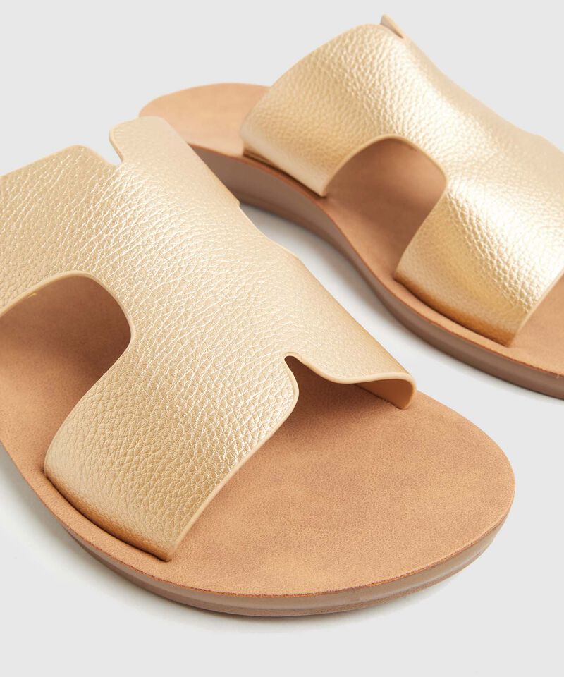 Sandalias Planas Metalizadas Mujer