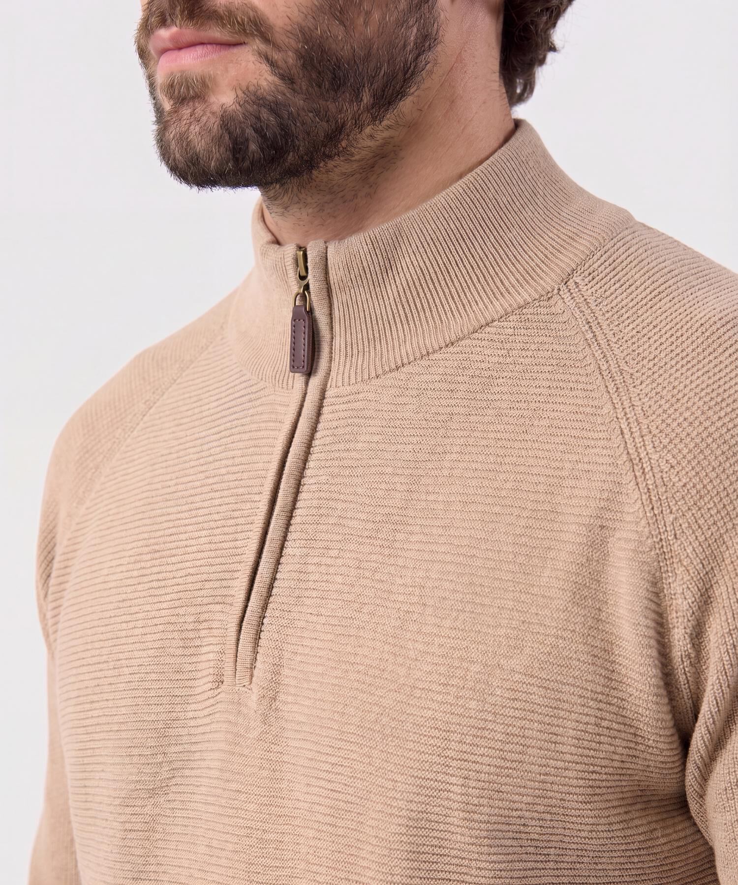 Su&eacute;ter De Hombre Con Cremallera Y Textura