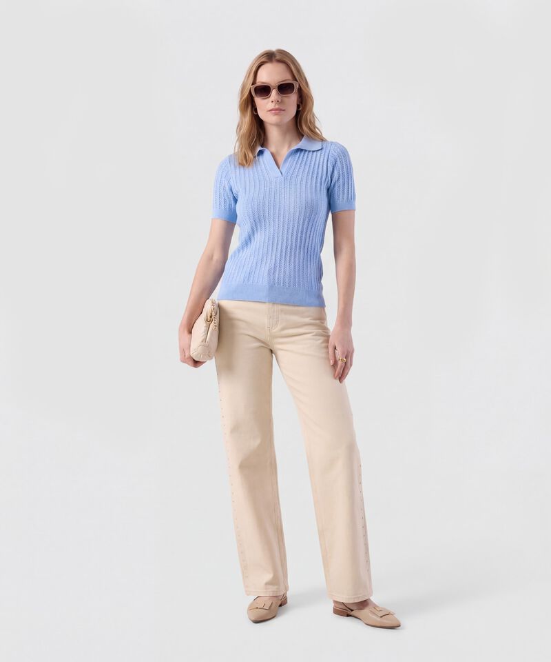 Polo Punto Calado Manga Corta Para Mujer