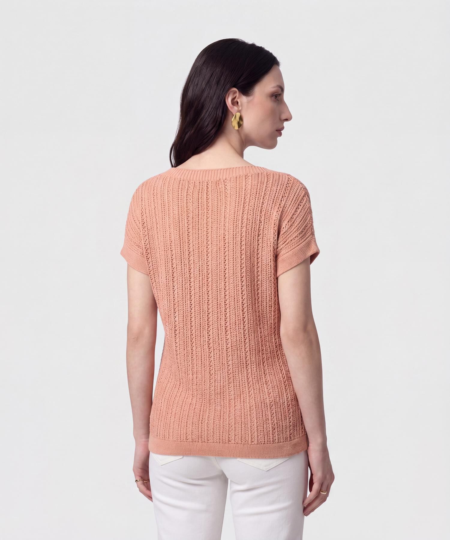 Camiseta en Tejido de Punto Calado Para Mujer