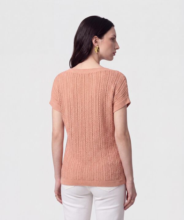 Camiseta en Tejido de Punto Calado Para Mujer