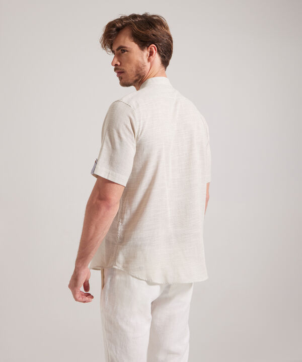 Camisa Manga Corta Cuello Neru Unicolor , Regular Fit