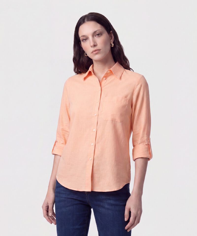 Camisa con Unicolor Manga Larga Para Mujer