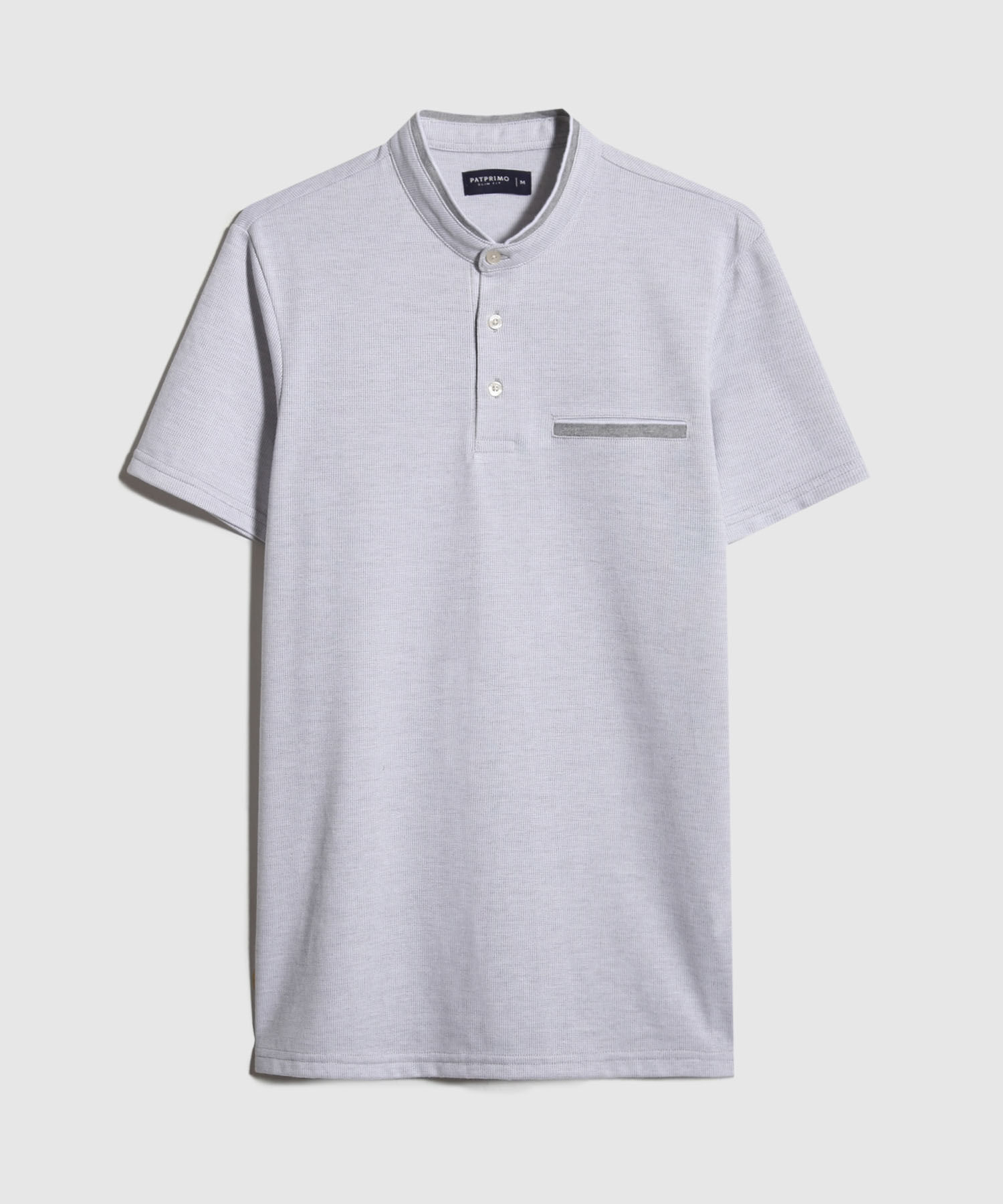 Polo Cuello Mao Unicolor Con Simulación Bolsillo Ribete