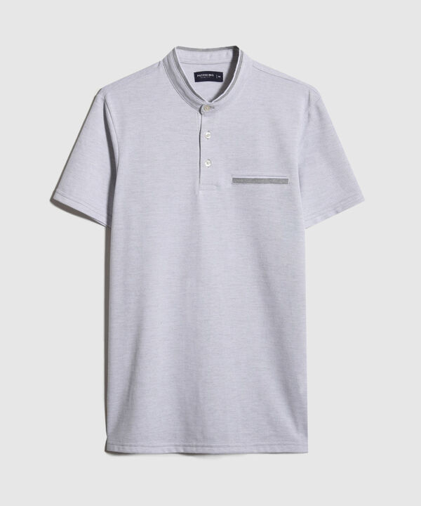 Polo Cuello Mao Unicolor Con Simulación Bolsillo Ribete