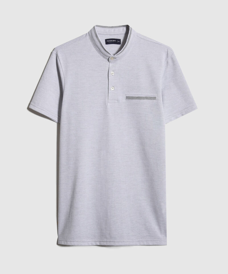 Polo Cuello Mao Unicolor Con Simulación Bolsillo Ribete