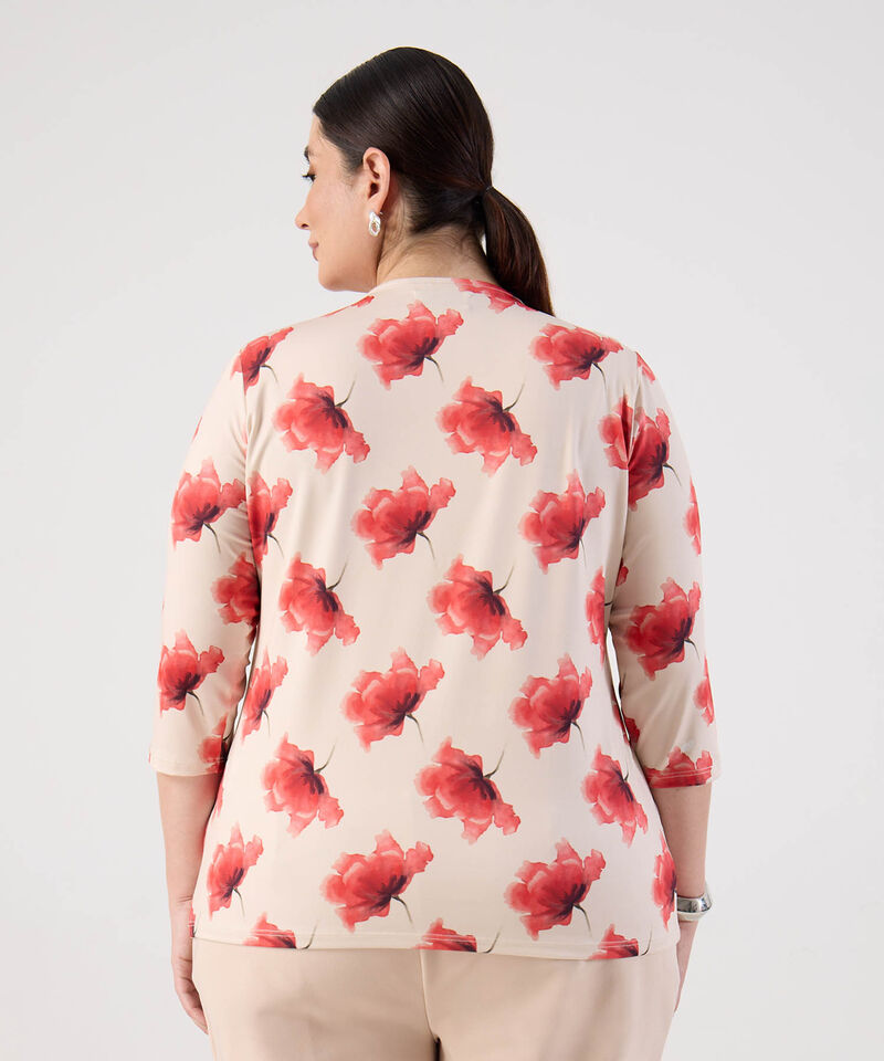 Blusa de Manga 3/4 con Botones Para Mujer Curvy