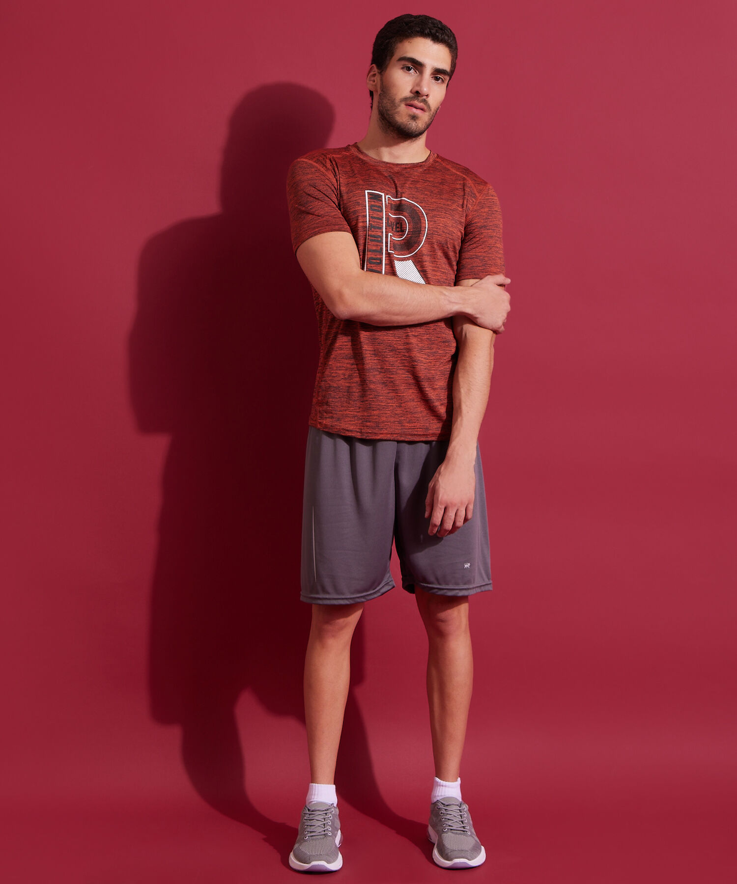 Camiseta Básica Manga Corta Cuello Redondo Jaspe Con Screen, Sport Líneas Patprimo
