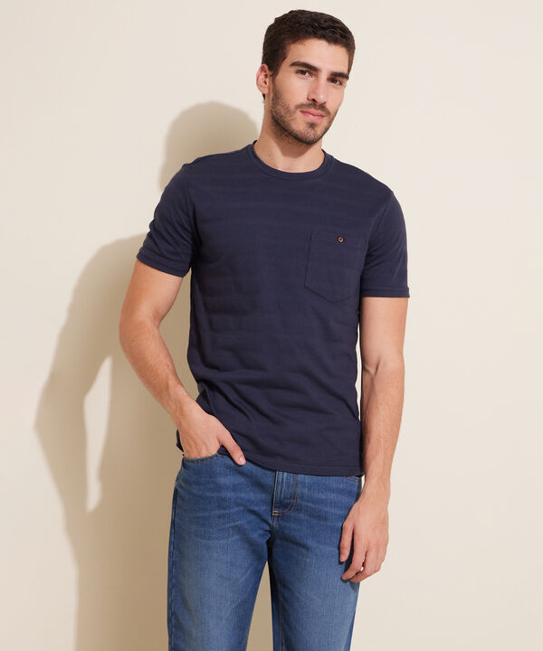 Camiseta Unicolor, Cuello Redondo Con  Bolsillo De Parche image number null