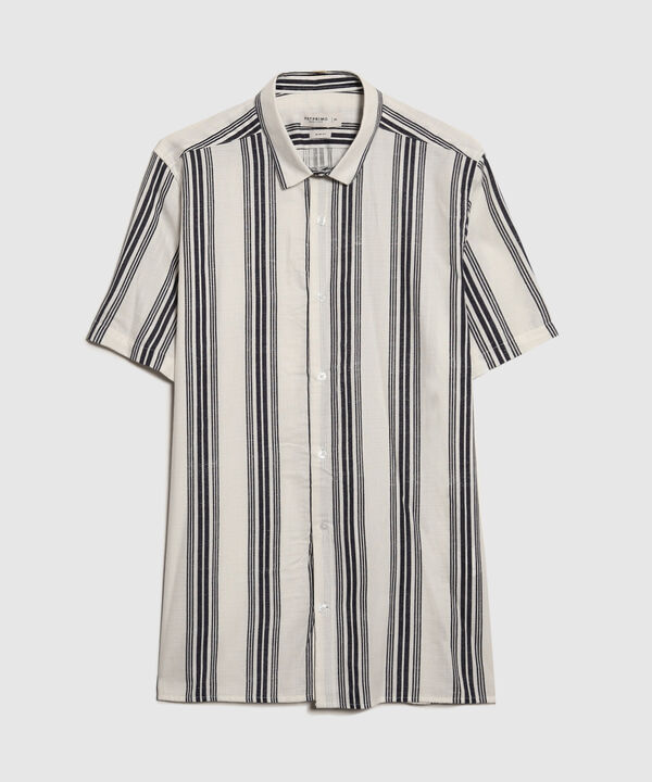 Camisa Estampada en Efecto Lino