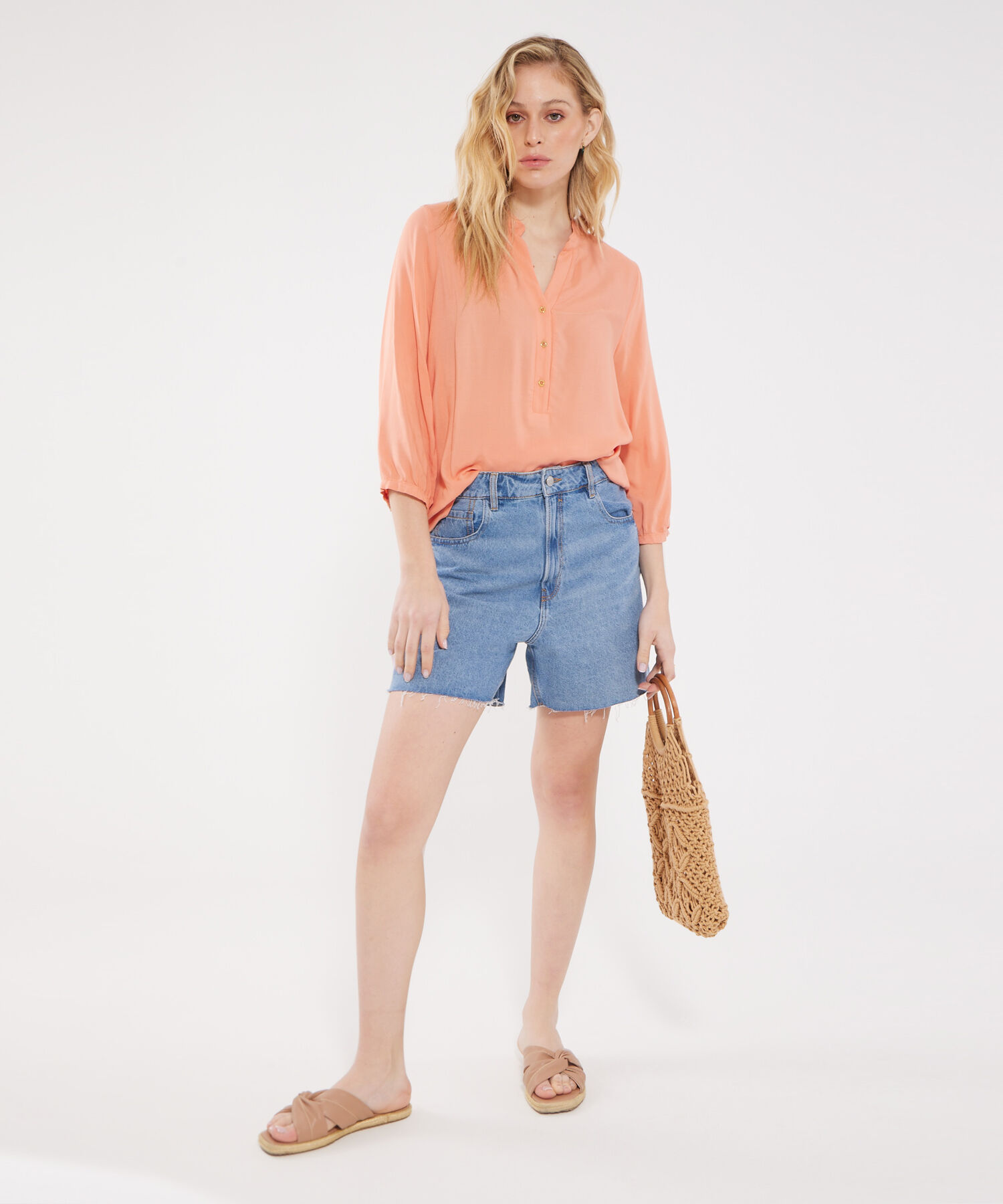 Blusa con Cuello Mao