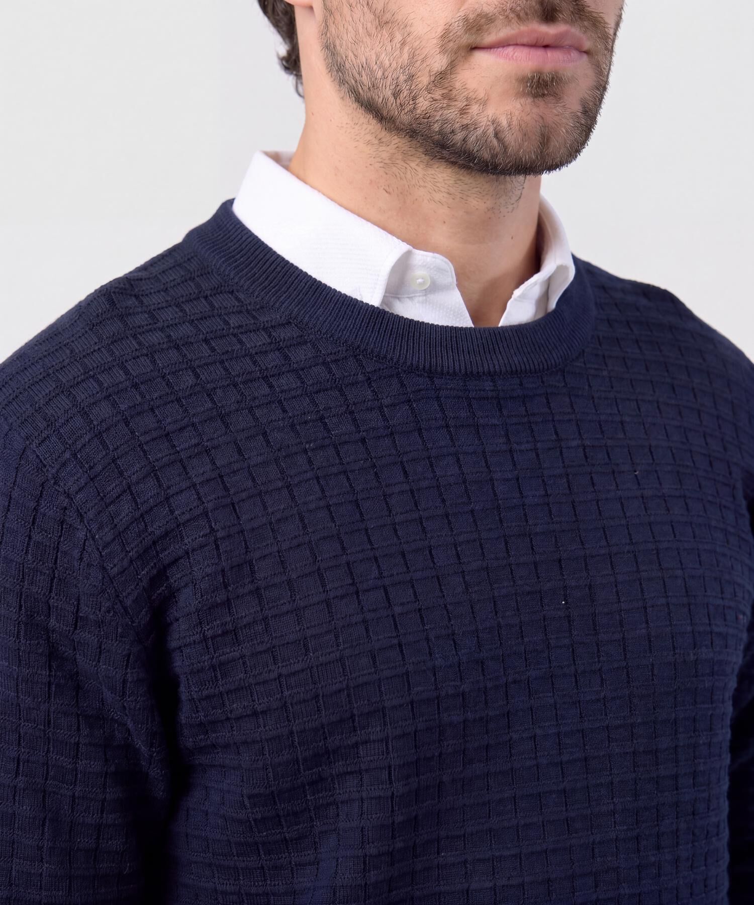 Saco Tejido Cuello Redondo Texturizado Para Hombre