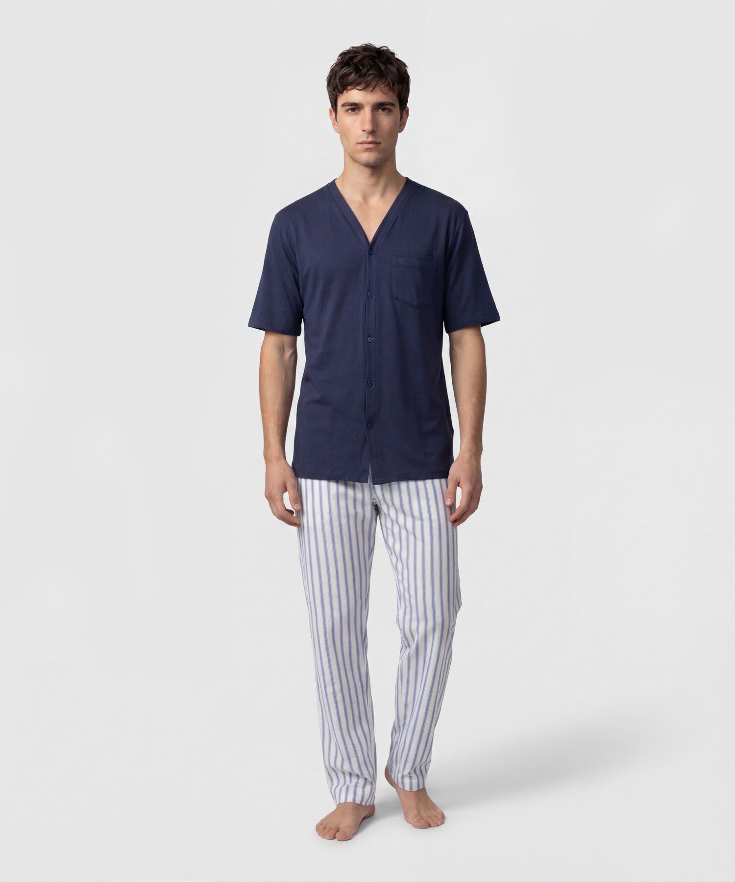 Pijama De Camisa Con Botones Para Hombre