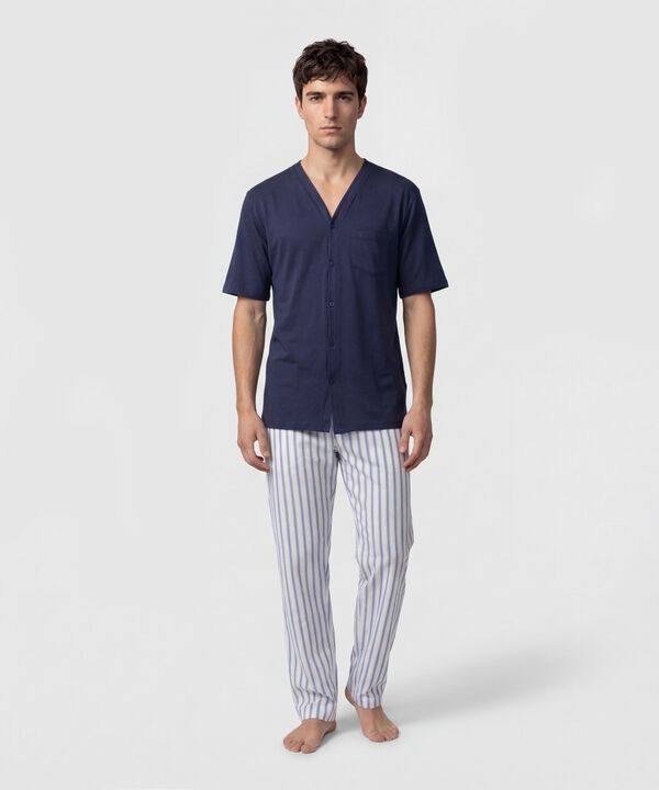 Pijama De Camisa Con Botones Para Hombre