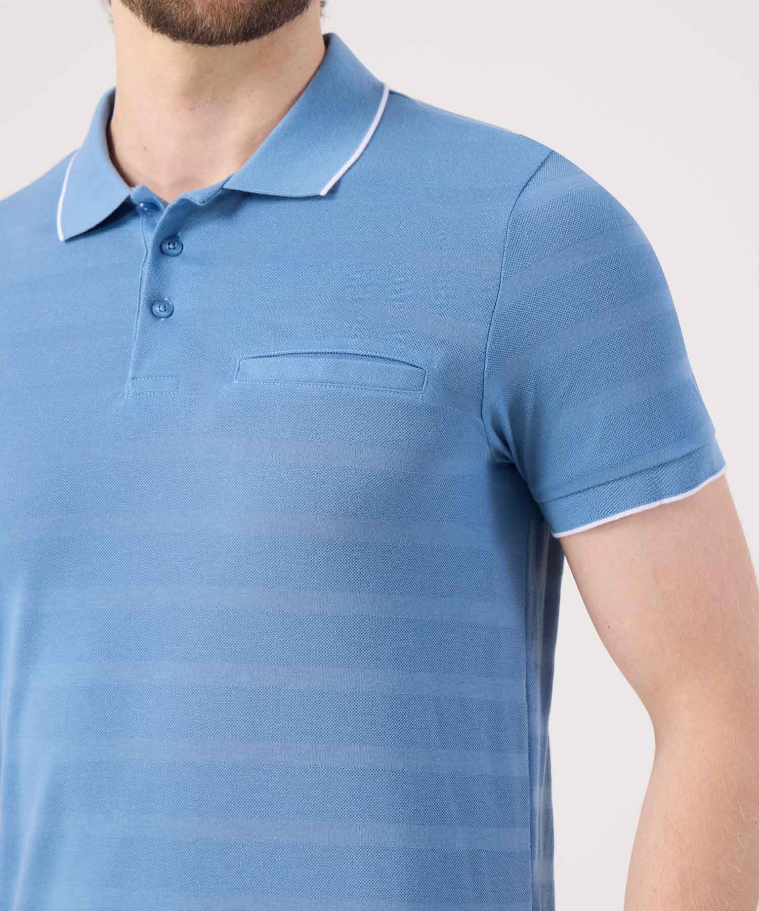 Polo Unicolor Cuello Tejido Con Bolsillo