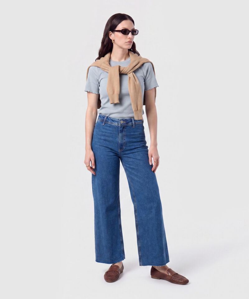 Jeans Corte Culotte de Tiro Alto para Mujer