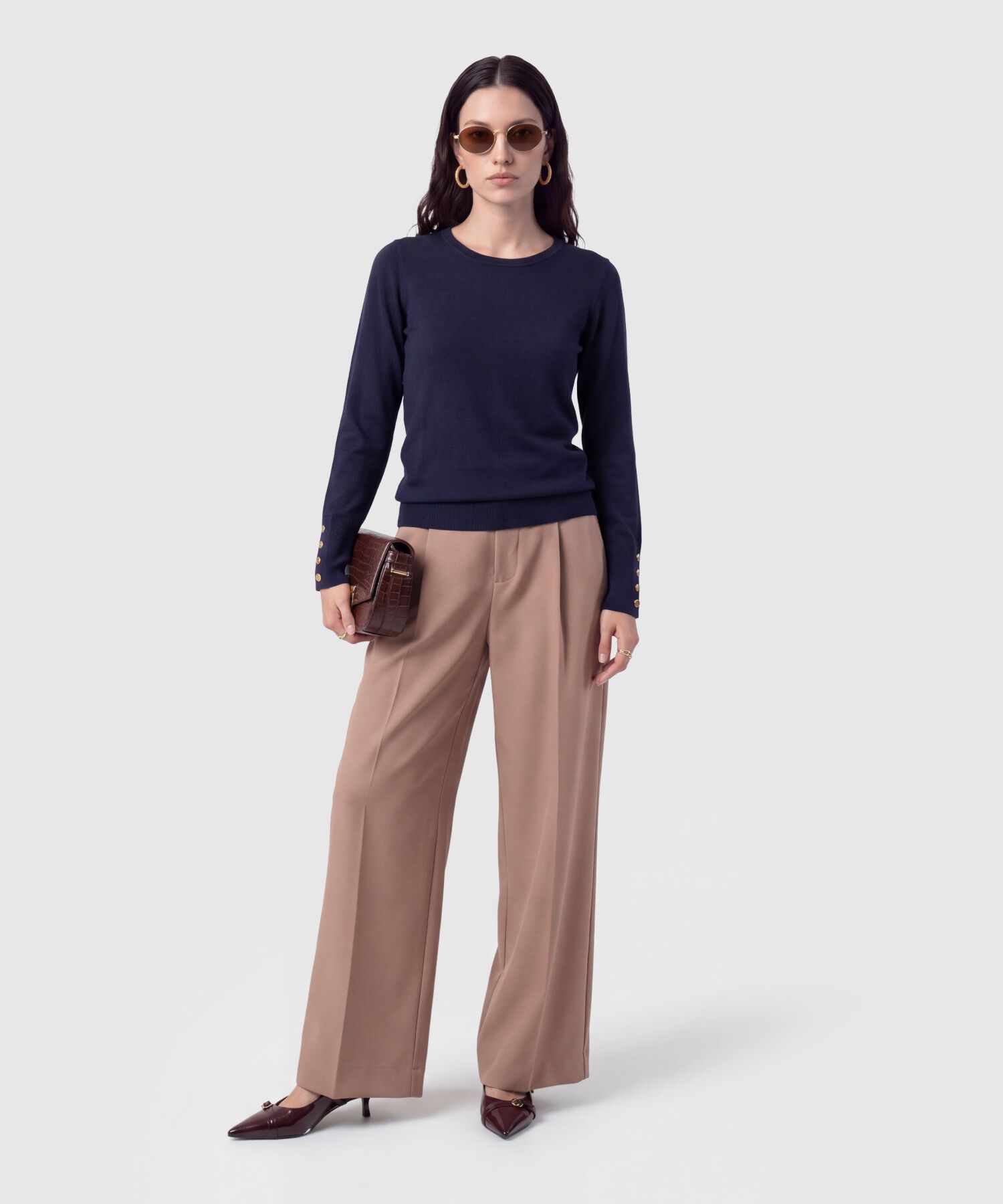 Saco Tejido Pu&ntilde;os Con Botones Para Mujer