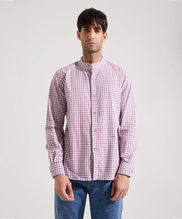 Camisa Estampada con Cuello Mao