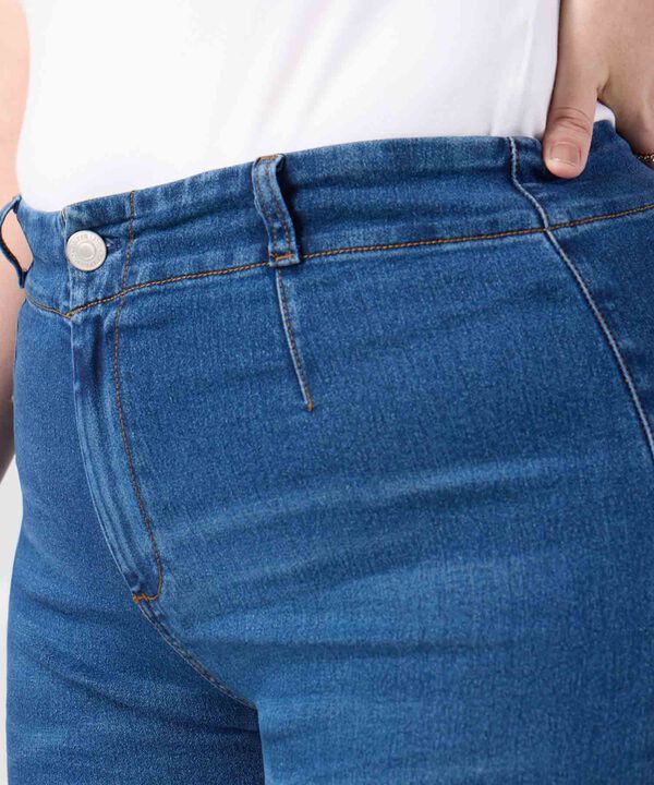 Jean Culotte Tiro Alto Para Mujer Curvy