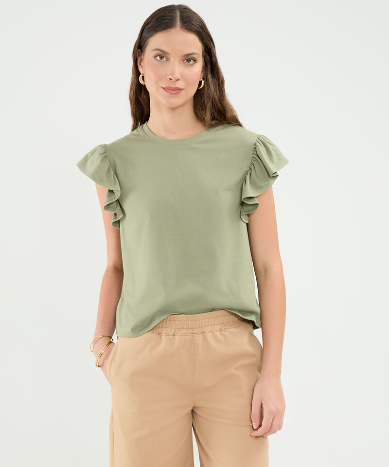 Camiseta Manga Corta Con Boleros Para Mujer