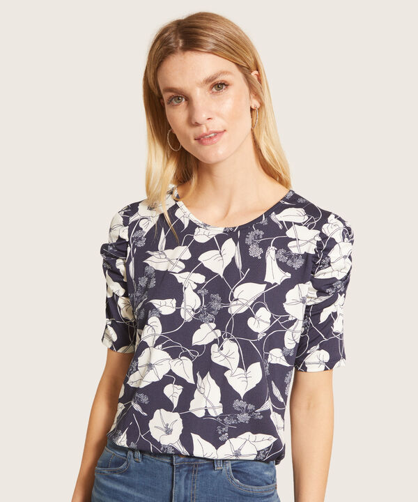 Camiseta Estampada Manga Corta Con Ruche