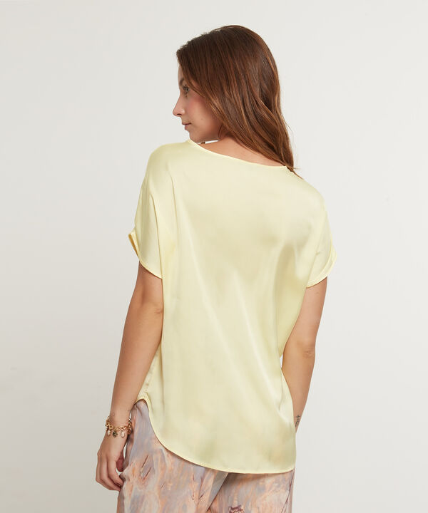 Blusa Unicolor, Manga Corta Rodada Escote Redondo