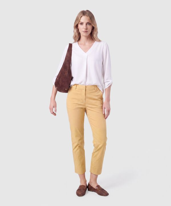 Pantal&oacute;n Capri Ajustado De Tiro Medio Mujer
